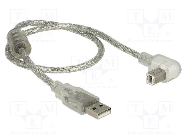 Cable; USB 2.0; USB A plug,USB B plug 90° up/down; 0.5m; 480Mbps