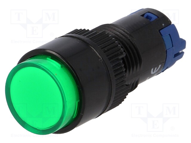 Switch: push-button; Pos: 2; SPDT; 0.5A/250VAC; 1A/24VDC; green