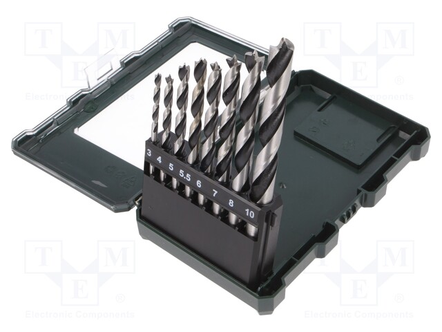 Tool accessories: drill set; Application: wood; Pcs: 8; Mat: steel