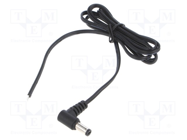 Cable; 2x0.5mm2; DC 5,5/2,1 plug; angled; black-gray,black; 1.5m