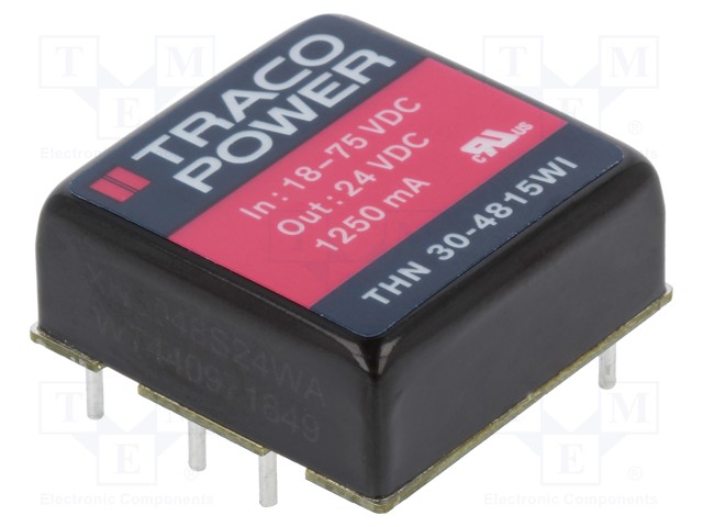 Converter: DC/DC; 30W; Uin: 18÷75V; 24VDC; Iout: 1250mA; 1"x1"; 16.5g