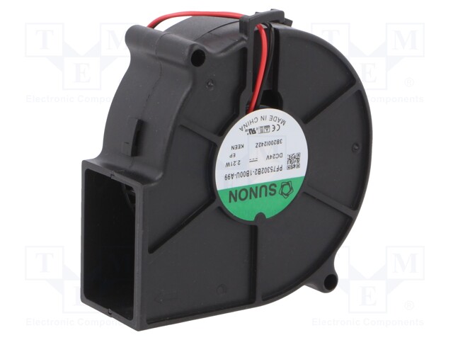 Fan: DC; blower; 24VDC; 75x75x30mm; 23.44m3/h; 38.6dBA; 3000rpm