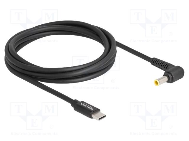 Cable; USB C plug,DC 5,5/3,0 plug; angled,straight; black; 1.5m