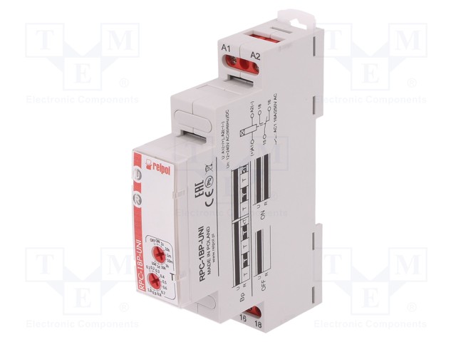 Timer; 1s÷10days; SPDT; 24VDC/16A,250VAC/16A; 12÷240VAC; DIN; IP20