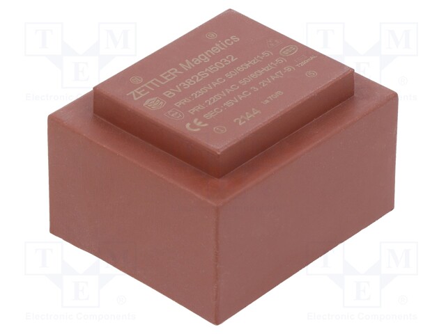 Transformer: encapsulated; 230VAC; 15V; Mounting: PCB