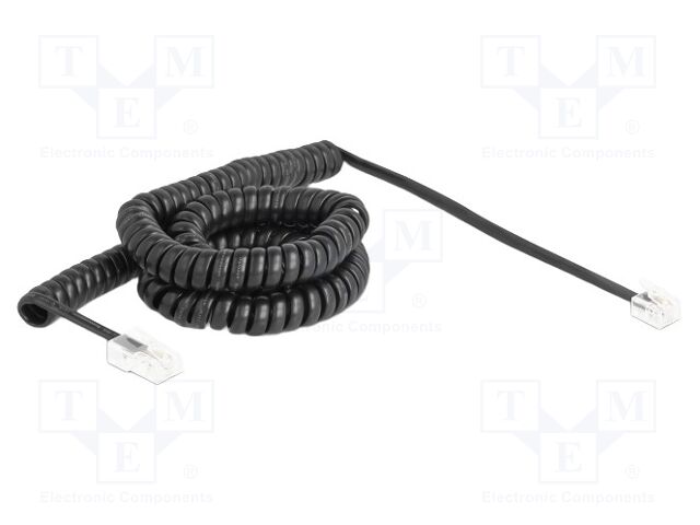 Cable: telephone; coiled; RJ11 plug,RJ45 plug; black; 32AWG