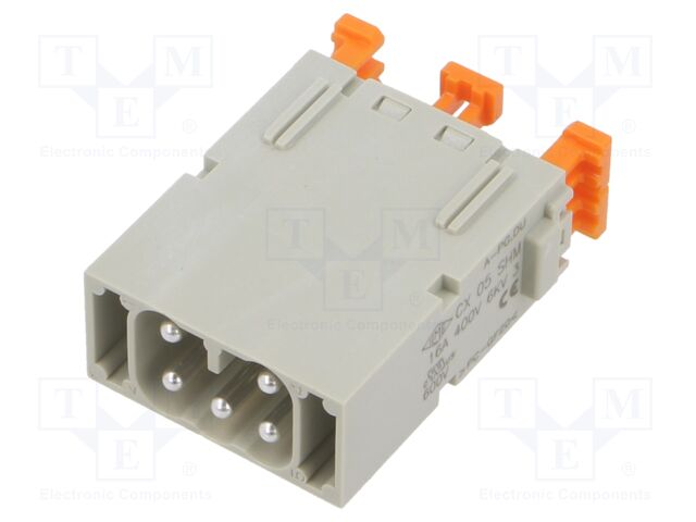 Heavy Duty Connector, MIXO Series, Insert, 5+PE Contacts, Plug, Spring Pin