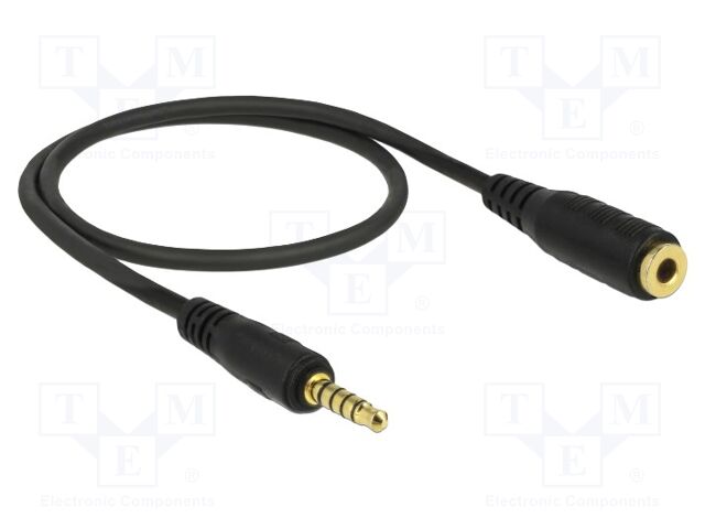 Cable; Jack 3.5mm 5pin socket,Jack 3,5mm 5pin plug; 0.5m; black