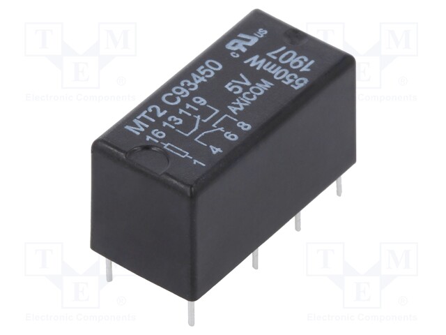 Relay: electromagnetic; DPDT; Ucoil: 5VDC; max.250VAC; max.220VDC