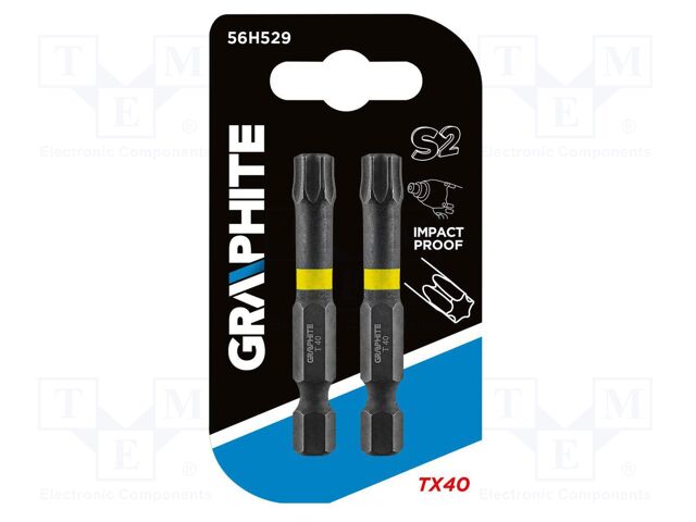 Screwdriver bit; Torx®; TX40; Overall len: 50mm; 2pcs; impact