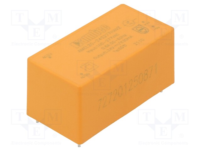 Converter: AC/DC; 20W; Uout: 24VDC; Iout: 0.83A; 85%; Mounting: PCB