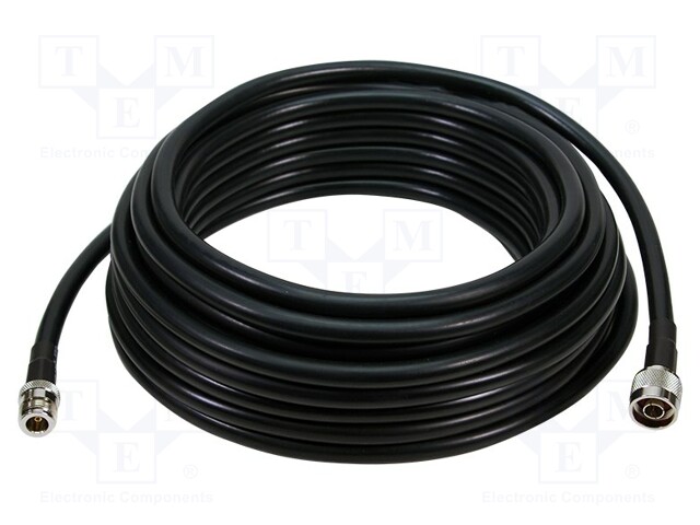 Cable; 50Ω; 12m; N socket,N plug; shielded; black