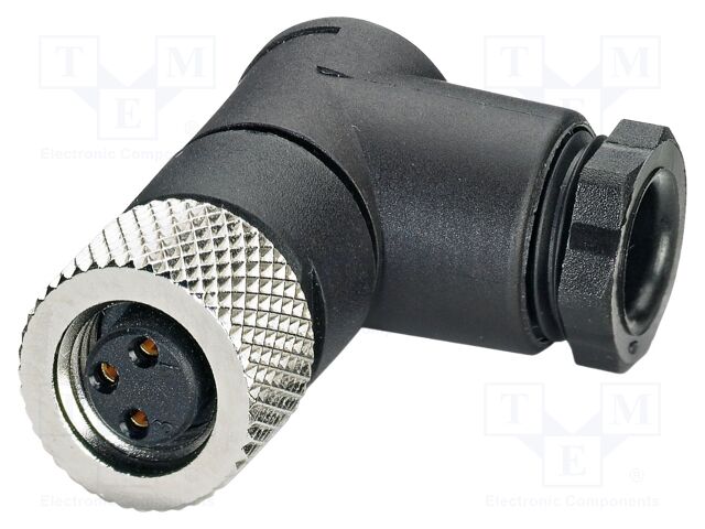 Connector: M8; PIN: 3; 4A; 48V; IP67; angled; unshielded; plug