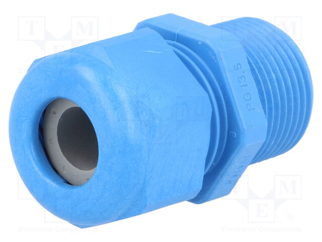 Cable gland; with long thread; PG13,5; IP68; Mat: polyamide; blue