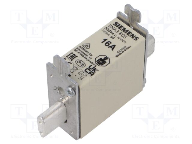 Fuse: fuse; gG; 16A; 500VAC; 250VDC; industrial; NH000; SENTRON