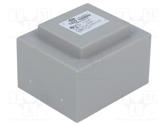 Transformer: encapsulated; 12VA; 230VAC; 15V; 0.8A; Mounting: PCB