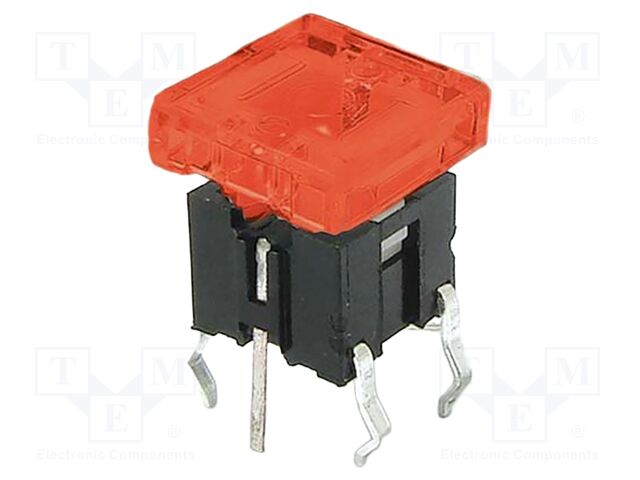 Microswitch TACT; SPST-NO; Pos: 2; 0.05A/12VDC; THT; LED; red; 1.6N
