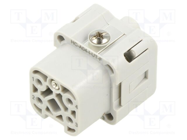 Heavy Duty Connector, HEAVYCON Series, Insert, 4+PE Contacts, D7, Receptacle, Screw Socket