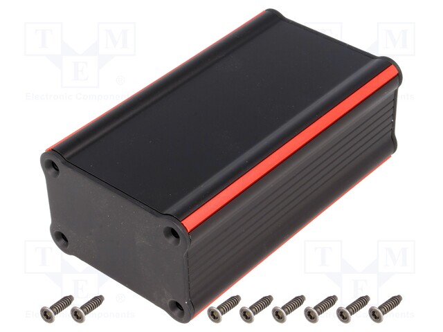 Enclosure: with panel; TUS; X: 58mm; Y: 100mm; Z: 39mm; aluminium