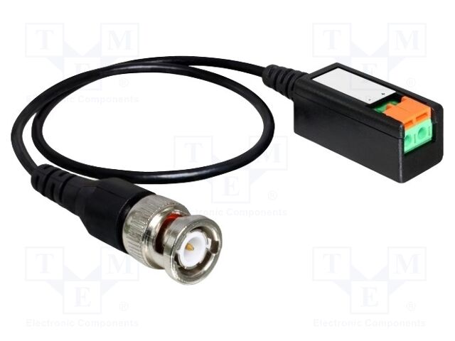 Cable; 0.4m; BNC male,2-pin terminal connector; black
