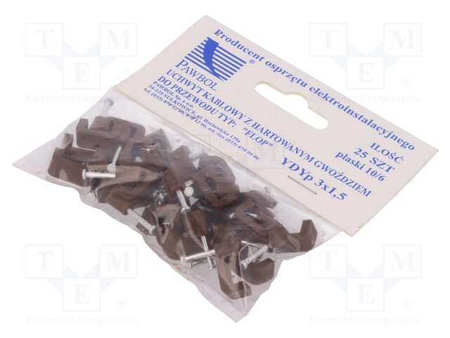 Holder; brown; Application: YDYp 3x1,5,for flat cable; 25pcs.