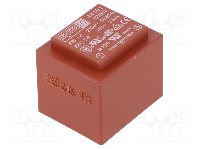 Transformer: encapsulated; 2.3VA; 230VAC; 18V; 128mA; Mounting: PCB