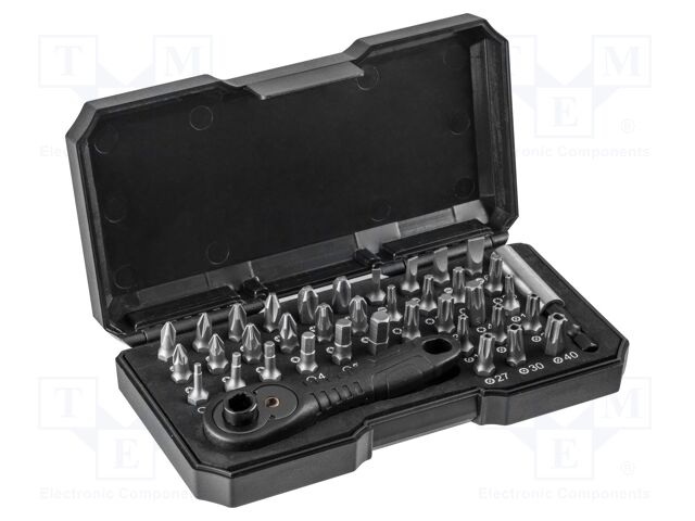 Kit: screwdriver bits; hex key,Phillips,slot,Torx®; 38pcs.
