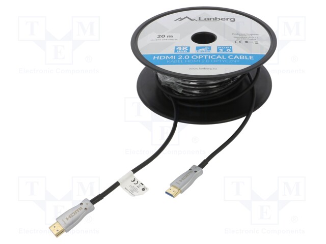 Cable; HDMI 2.0; HDMI plug,both sides; PVC; Len: 20m; black
