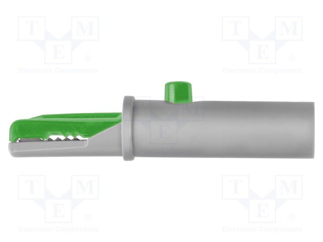 Crocodile clip; 6A; 70VDC; green; Grip capac: max.6mm; 15mΩ; 33VAC