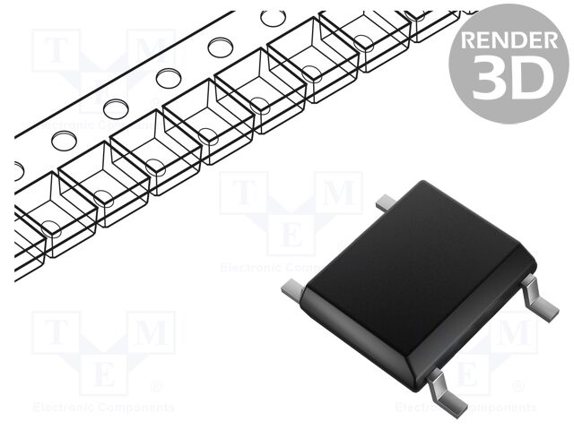 Bridge rectifier: single-phase; 200V; If: 0.5A; Ifsm: 30A; DB-1MS