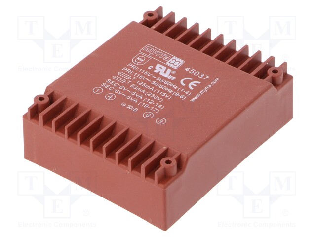 Transformer: encapsulated; 10VA; 115/230VAC; 6V; 6V; 833mA; 833mA