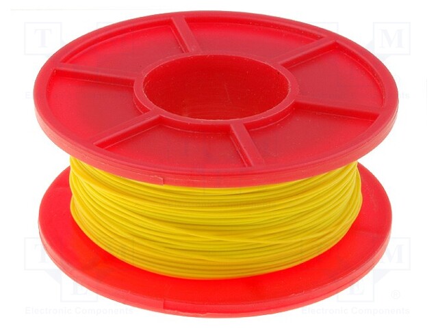 Wire; solid; Cu; 30AWG; yellow; kynar 460 (PVDF); 300V; 50m