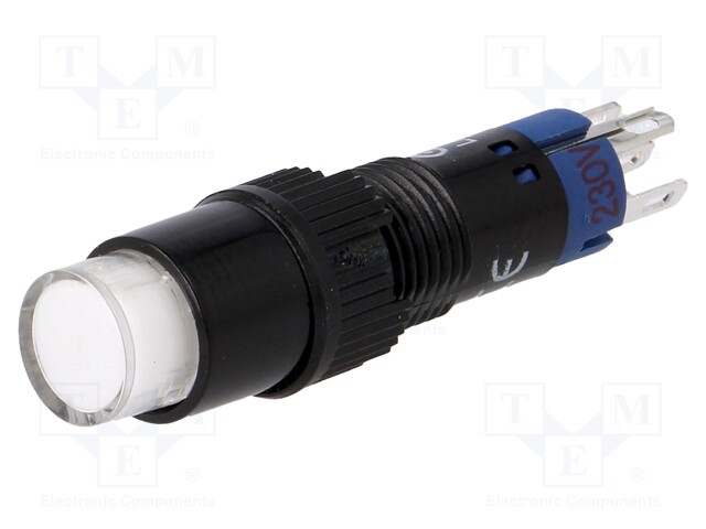 Switch: push-button; Pos: 2; SPDT; 0.5A/250VAC; 1A/24VDC; white