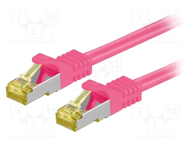 Patch cord; S/FTP; 6a; stranded; Cu; LSZH; pink; 5m; 26AWG