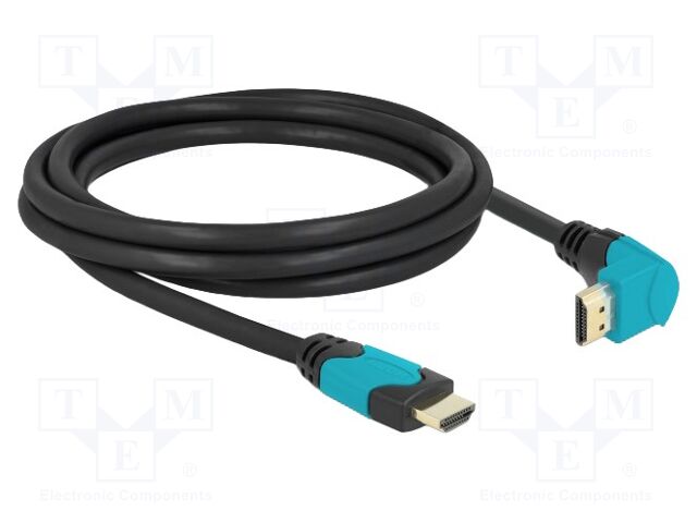 Cable; HDMI plug,HDMI plug 90° up/down; Len: 2m; black; 28AWG
