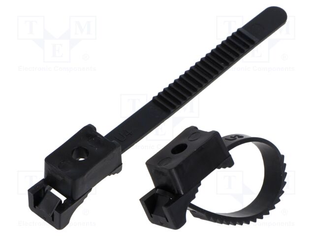 Cable strap clip; L: 80mm; 100pcs; -15÷80°C; StrapLock; Body: black