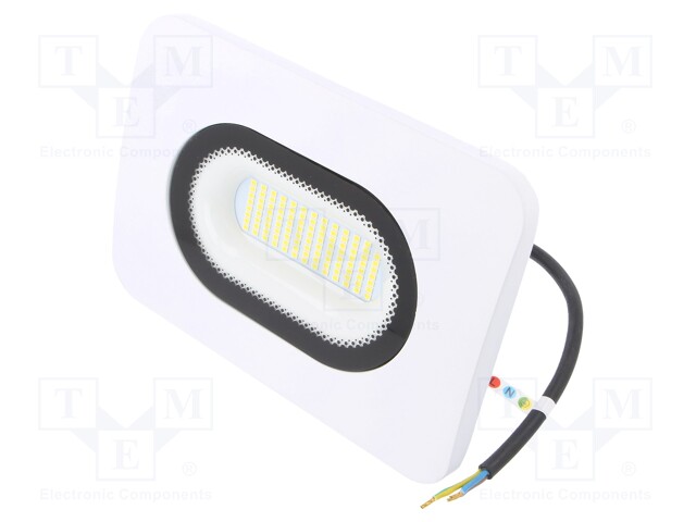 Lamp: LED flood light; 4000(typ)K; IP65; Body: white; 50W; 230VAC