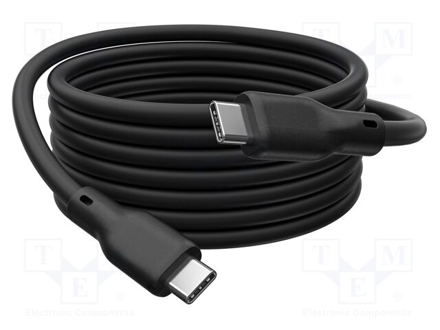 Cable; USB 3.2; USB C plug,both sides; nickel plated; 1m; black
