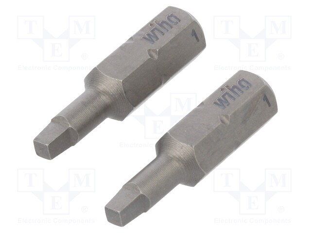 Screwdriver bit; square; #1; Overall len: 25mm; 2pcs.