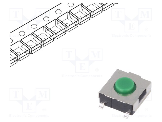 Microswitch TACT; SPST; Pos: 2; 0.05A/12VDC; SMT; 1.6N; 3.1mm; round
