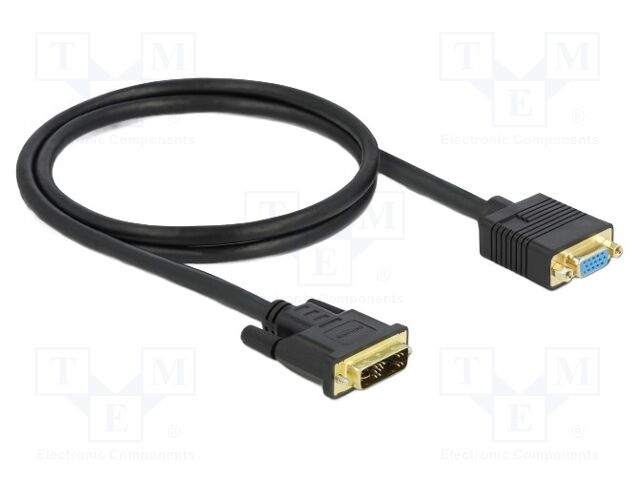 Cable; DVI-A (12+5) plug,VGA female; single link; Len: 1m; black