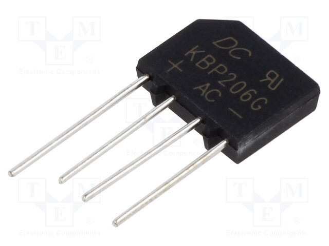 Bridge rectifier: single-phase; Urmax: 600V; If: 2A; Ifsm: 60A; flat
