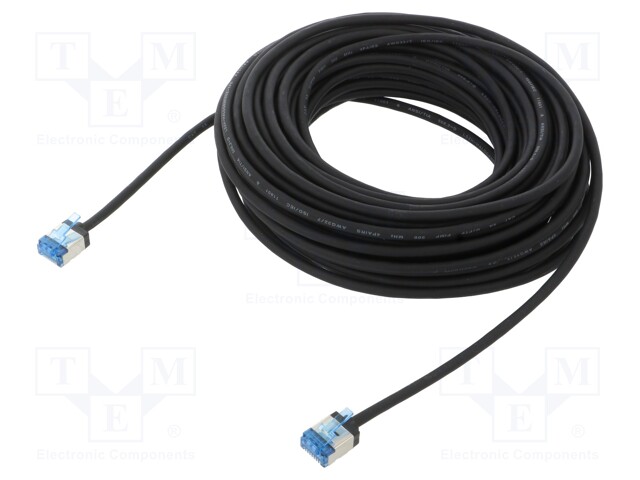 Patch cord; U/FTP; 6a; stranded; Cu; LSZH; black; 15m; 32AWG