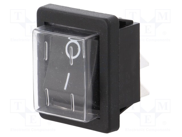 ROCKER; DPST; Pos: 2; OFF-ON; 16A/250VAC; black; none; Body: black