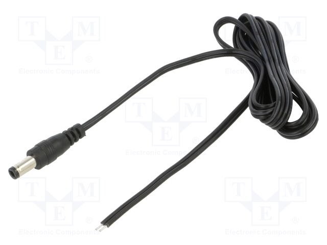 Cable; 2x0.5mm2; DC 5,5/2,5 plug; straight; black-gray,black