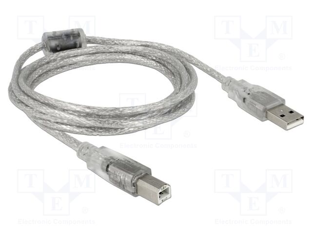 Cable; USB 2.0; USB A plug,USB B plug; 2m; transparent; 480Mbps