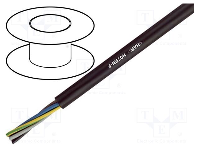 Wire; H07RN-F; 2x2.5mm2; round; stranded; Cu; rubber; black; Class: 5