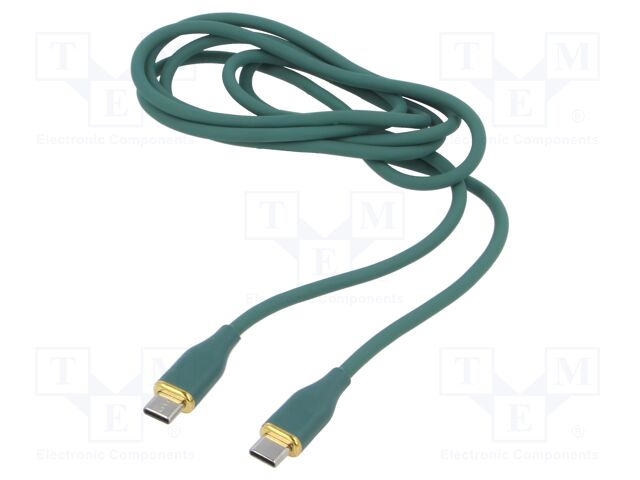 Cable; USB 2.0; USB C plug,both sides; 1.5m; green; 480Mbps; 60W