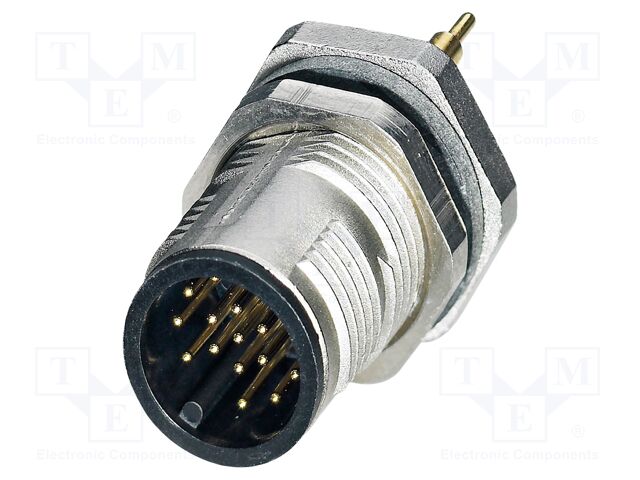 Connector: M12; socket; PIN: 17; male; 30V; straight; THT; A code