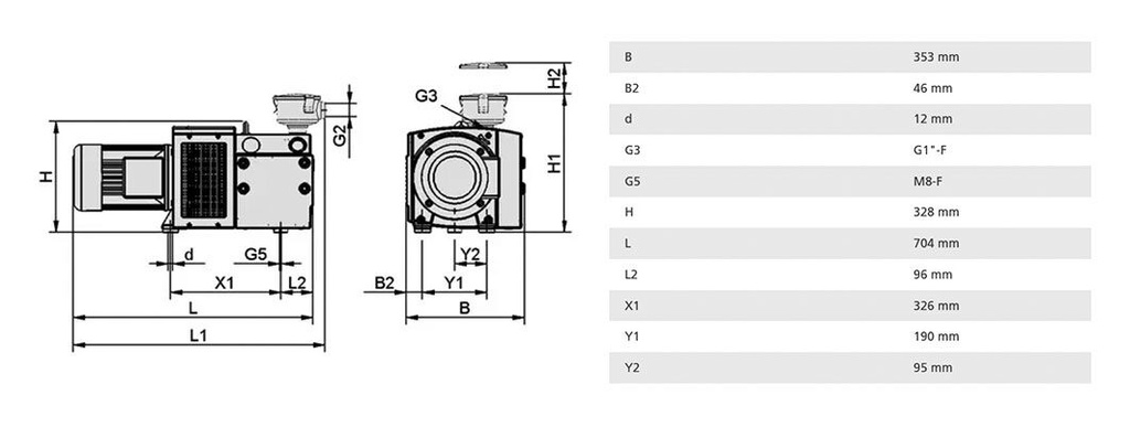 Vacuum pump; 71dBA; IP55; Suction rate @50Hz: 55m3/h; EVE-TR